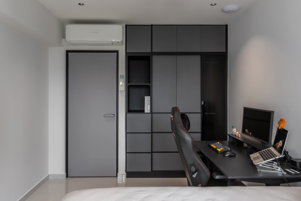 Contemporary Bedroom with Ceiling Light and Wardrobe