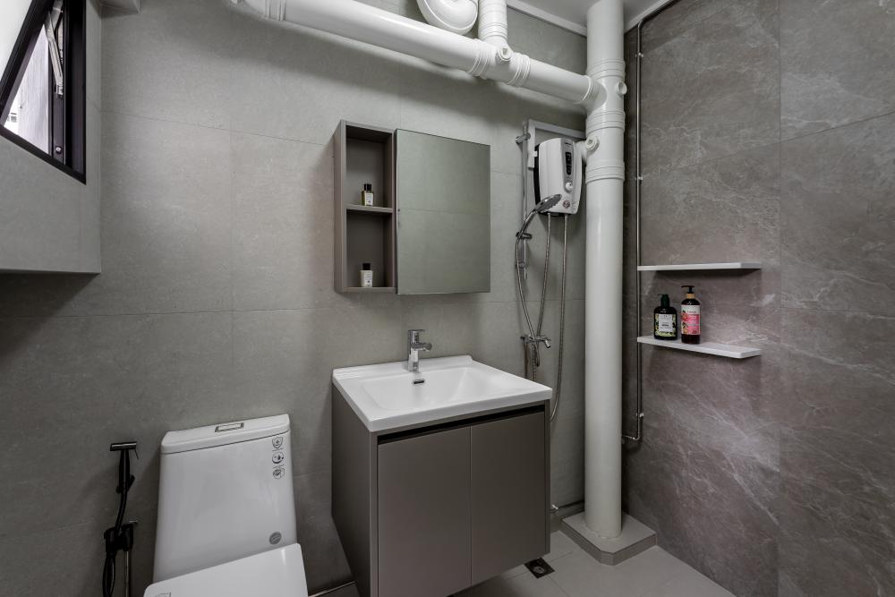 Scandinavian Bathroom with Mirror and Bathroom Mirrors