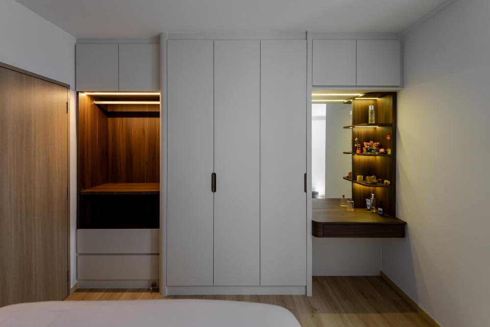 Scandinavian Bedroom with Vinyl Flooring and Wardrobe