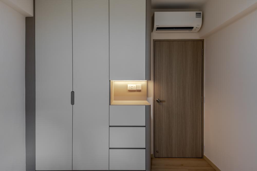 Scandinavian Bedroom with Vinyl Flooring and Wardrobe