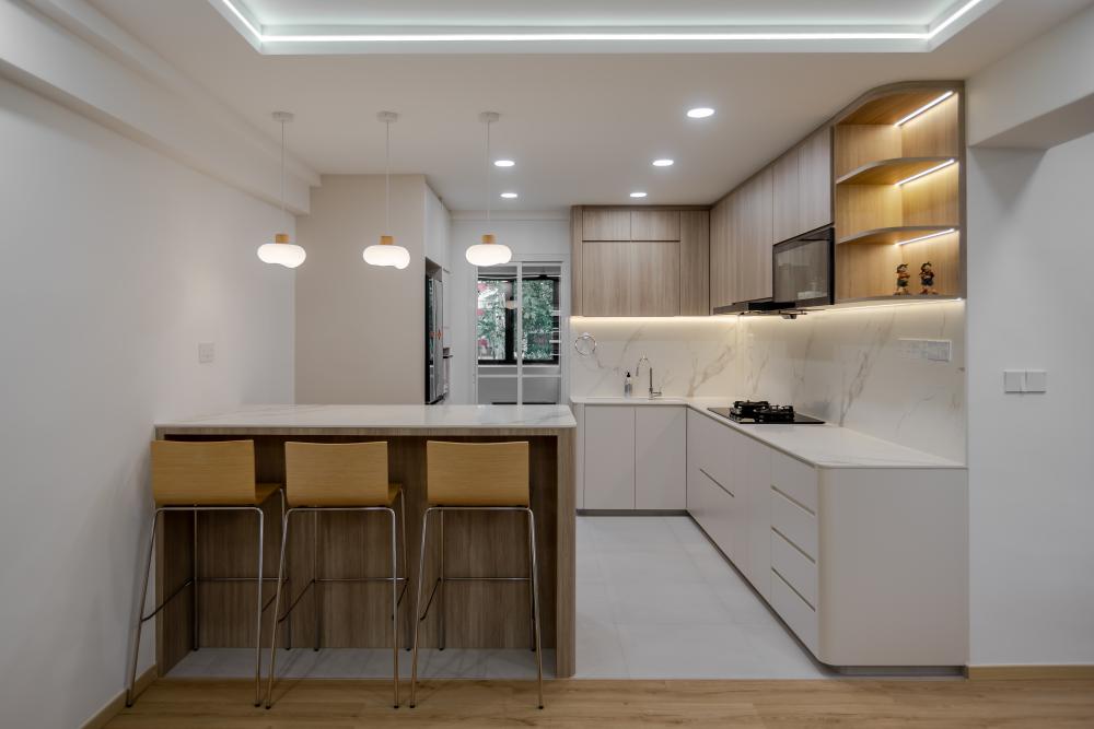 Scandinavian Kitchen with Kitchen Island and Open Kitchen