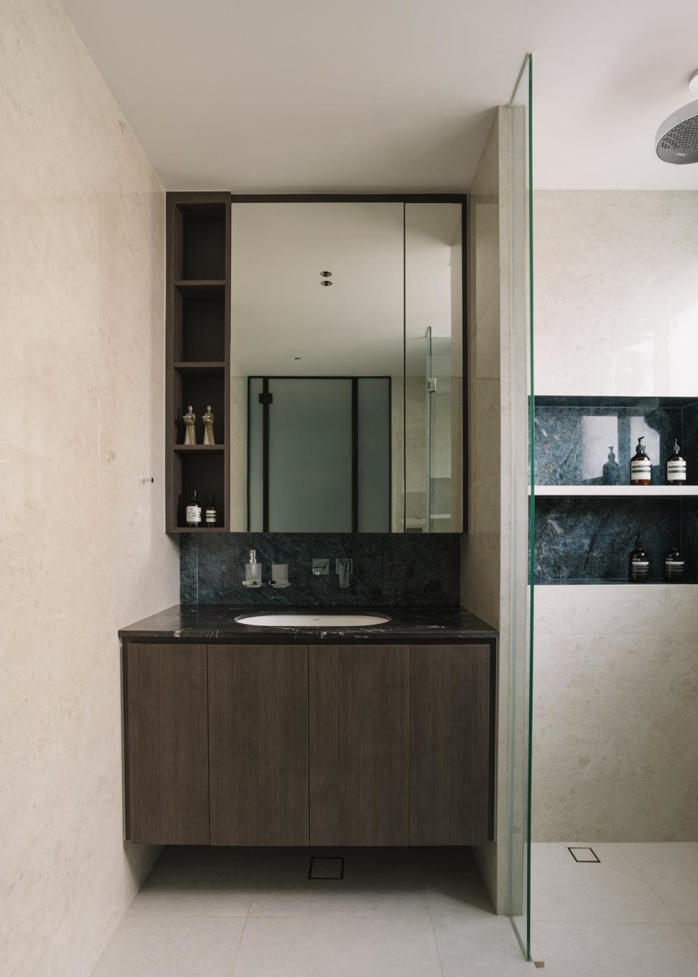 Modern Bathroom with Mirror and Vanity Counter