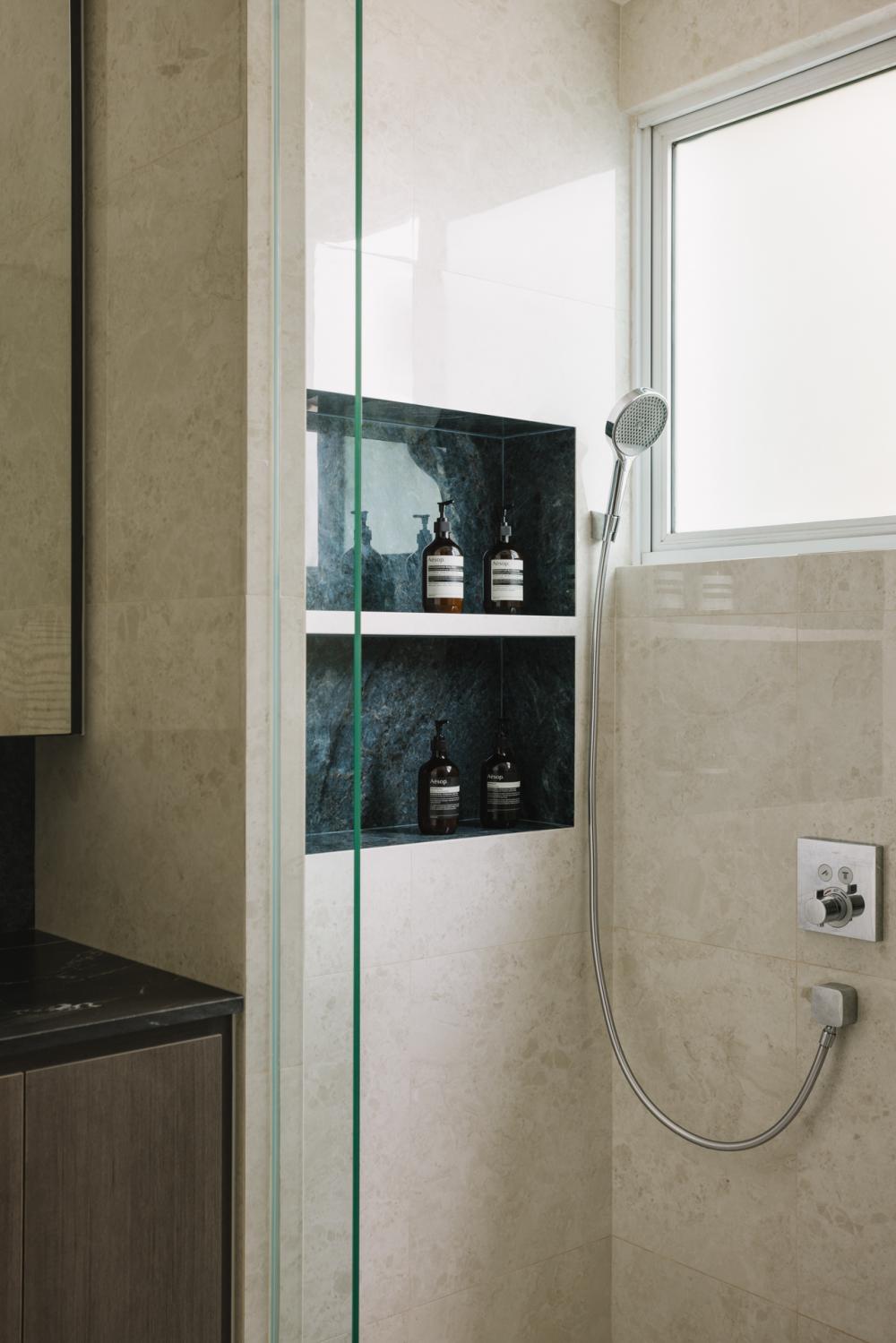Modern Bathroom with Shower Screen and Showers