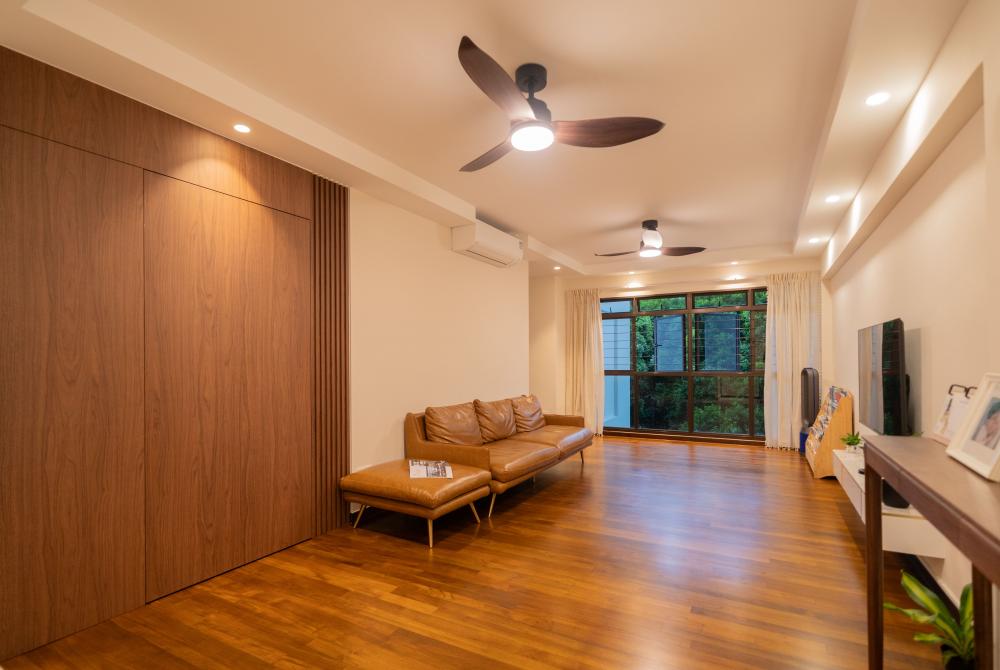 Modern Living Room with Wood Flooring and Sofa