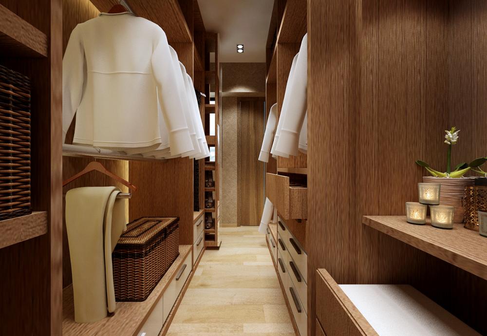Contemporary Walk-in Wardrobe with Mirror and Wardrobe