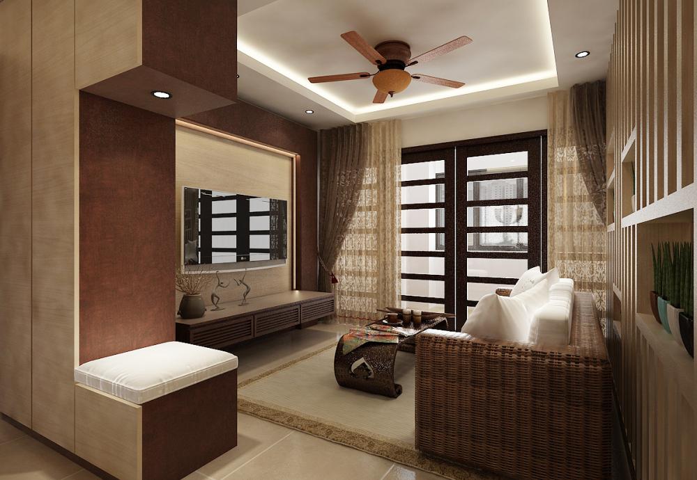 Contemporary Living Room with Settee and TV Console