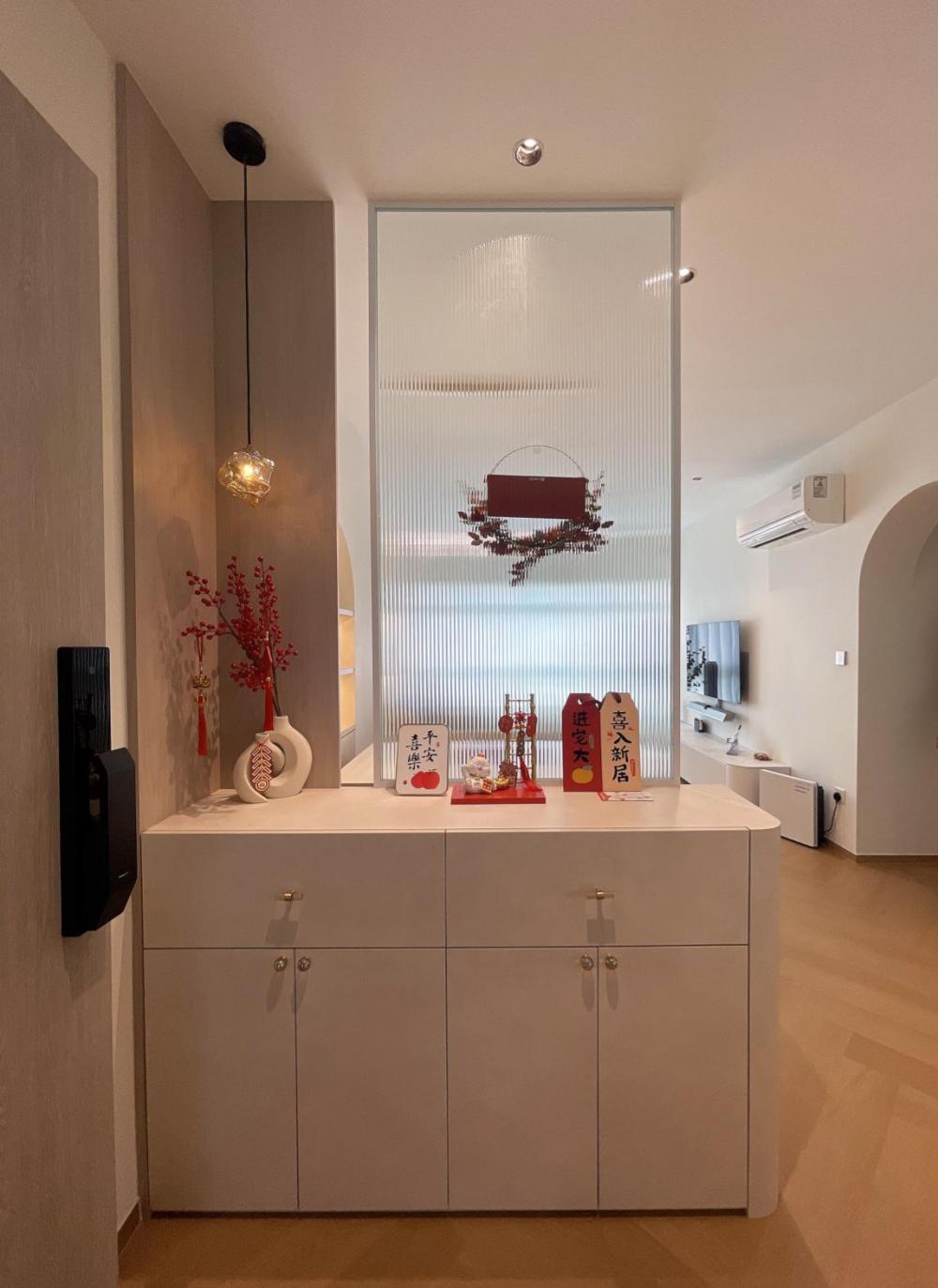 Modern Entryway with Vinyl Flooring and Storage Cabinets