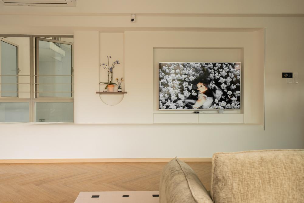 Modern Living Room with TV Console and Feature Wall