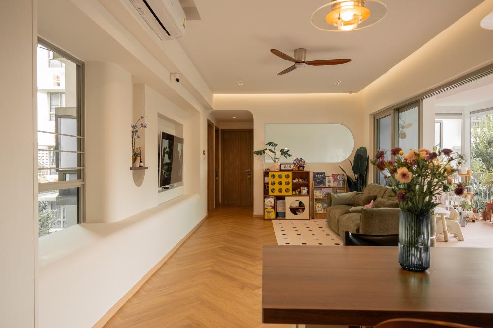 Modern Living Room with TV Console and Feature Wall