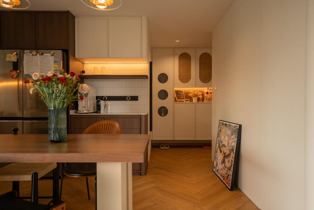 Modern Entryway with Kitchen Island and Shoe Rack