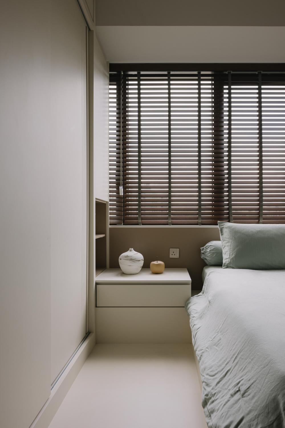 Scandinavian Bedroom with Platform Bed and Wardrobe