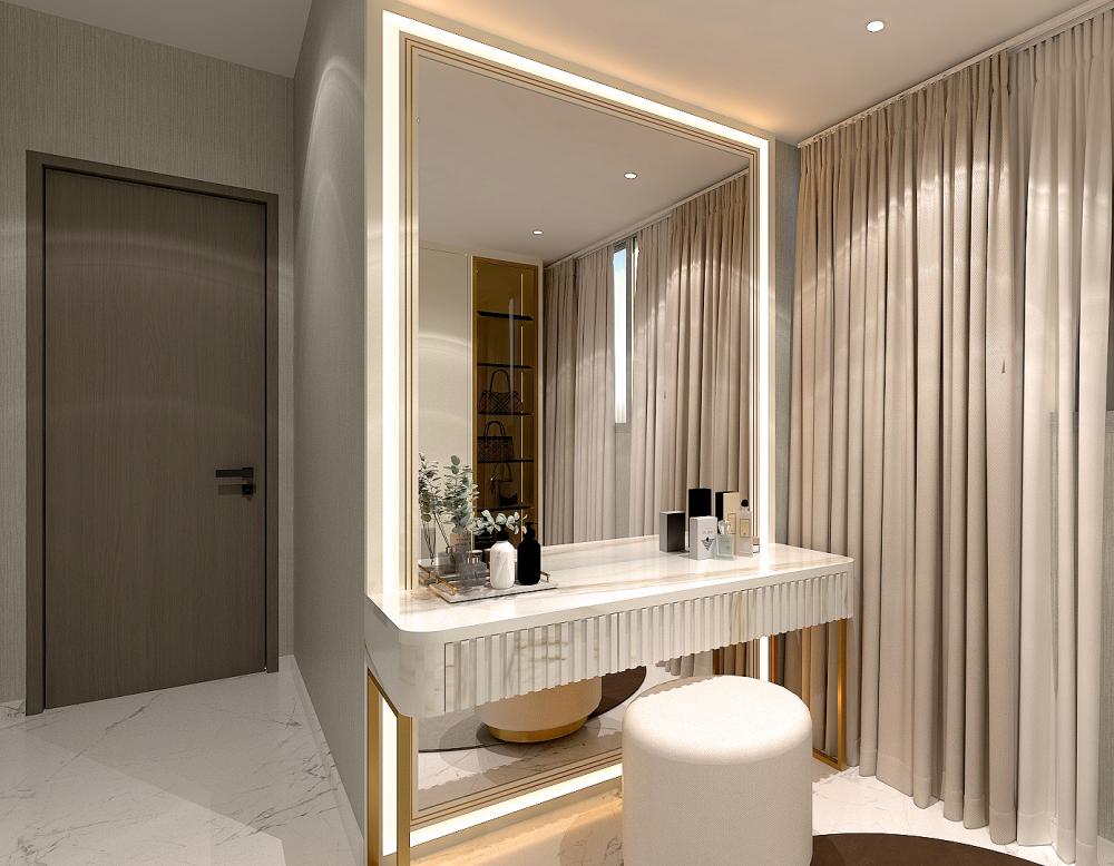 Modern Bedroom with Settee and Mirror