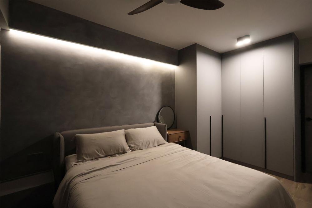 Industrial Bedroom with Closet and Queen Bed