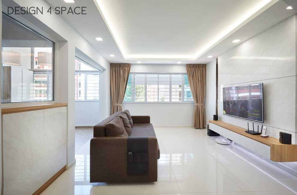 Modern Living Room with Vinyl Flooring and TV Console