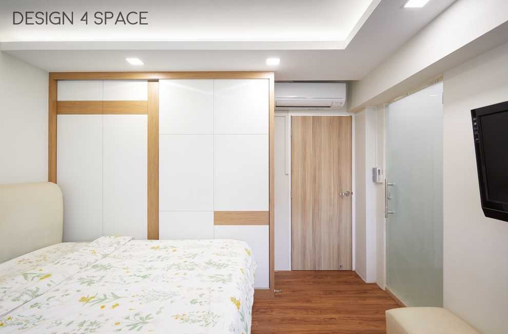 Modern Bedroom with Drop Ceiling and Wardrobe