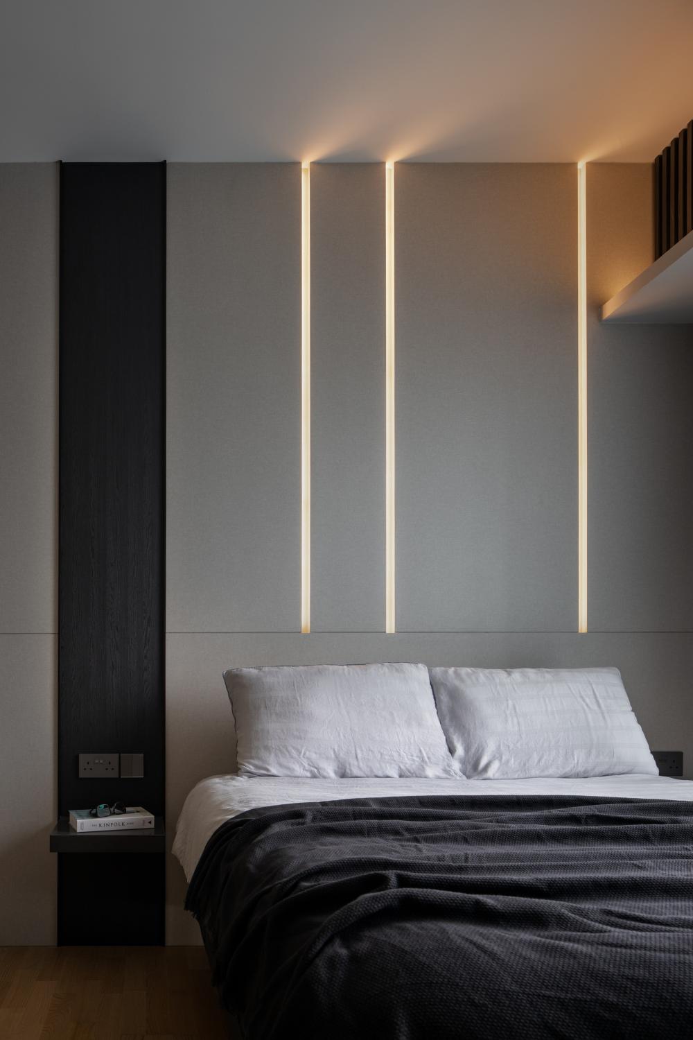 Contemporary Bedroom with Cove Lighting and Drop Ceiling