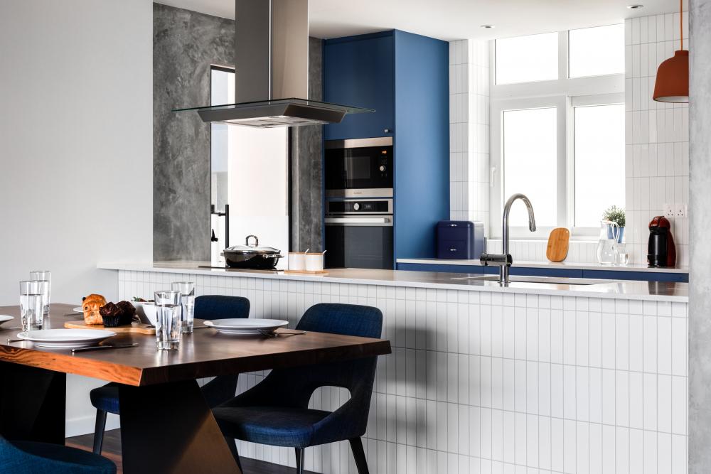 Scandinavian Kitchen with Countertop and Kitchen Island