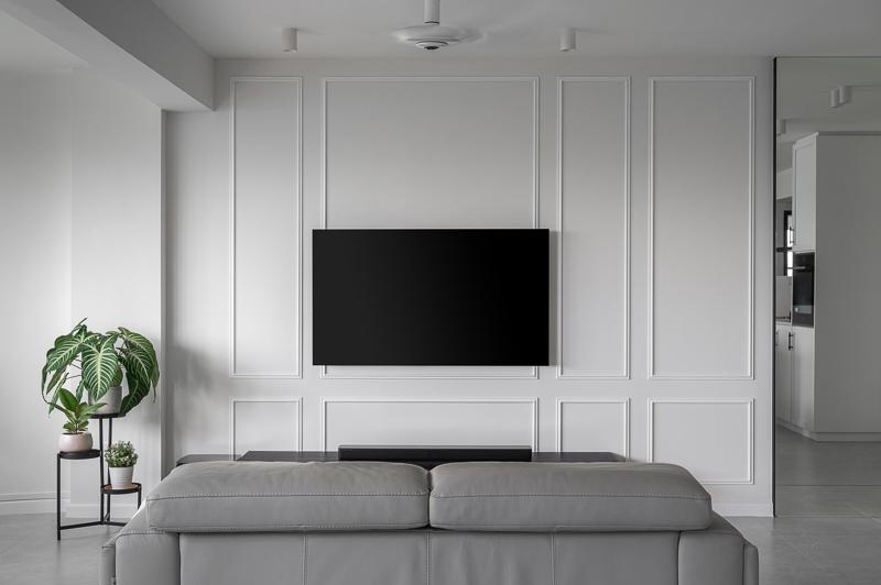 Contemporary Living Room with TV Console and Feature Wall