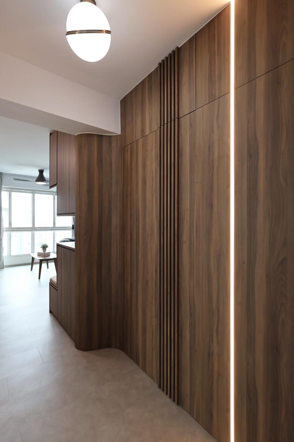 Contemporary Entryway with Shoe Cabinets and Doors