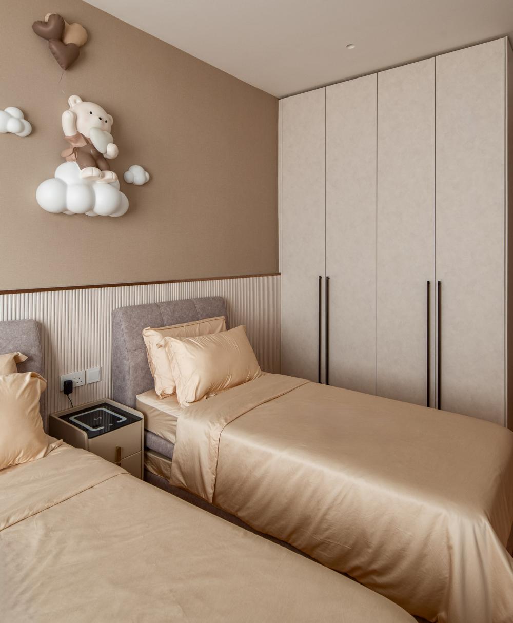 Contemporary Bedroom with Wardrobe and Bedside Table