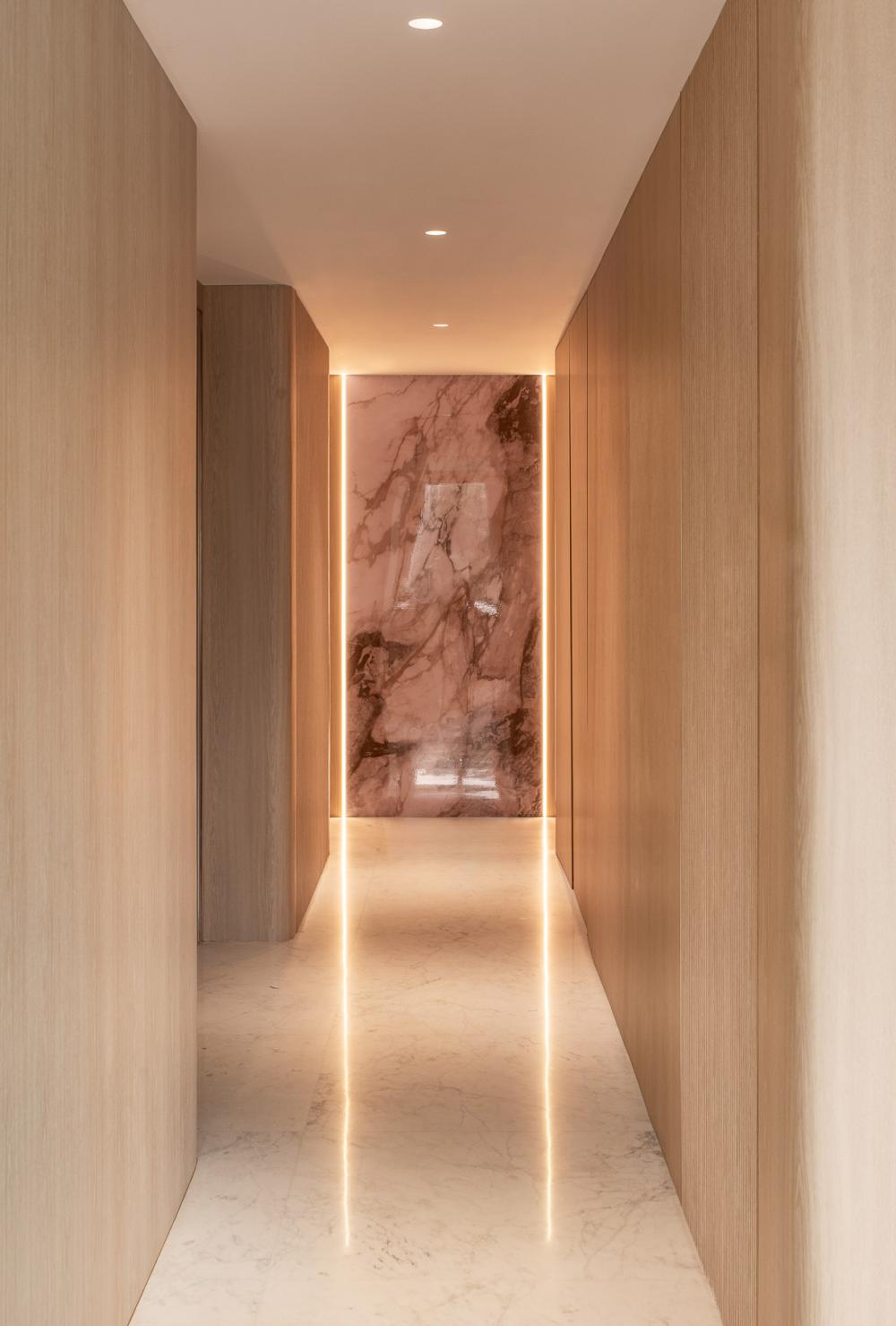 Contemporary Foyer with Artwork and Console Table
