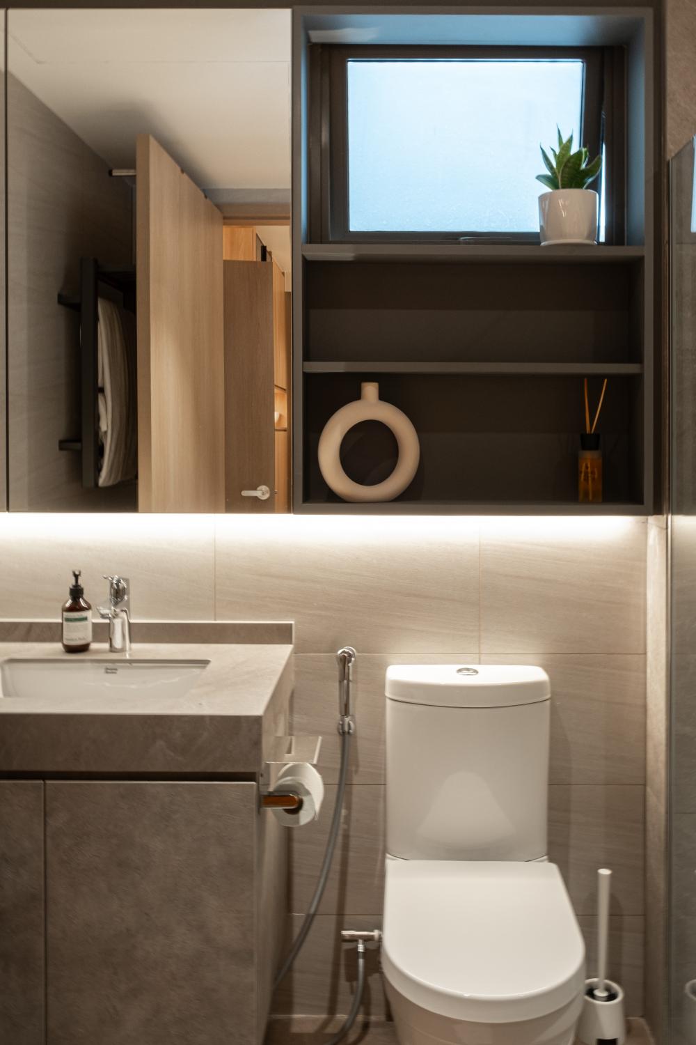 Scandinavian Bathroom with Mirror and Bathroom Mirrors