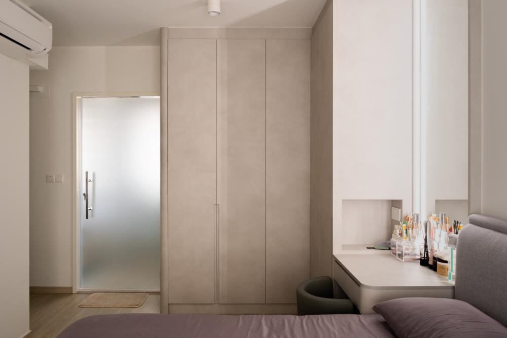Scandinavian Bedroom with Ceiling Light and Wardrobe