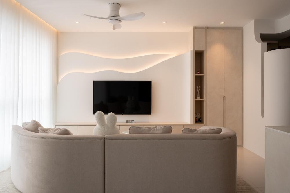 Modern Living Room with TV Console and Feature Wall