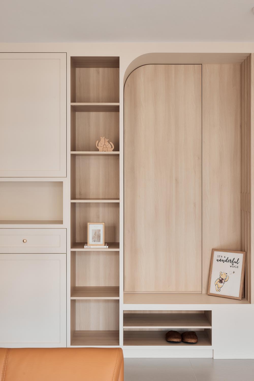Asian Living Room with Bookshelf and Settee