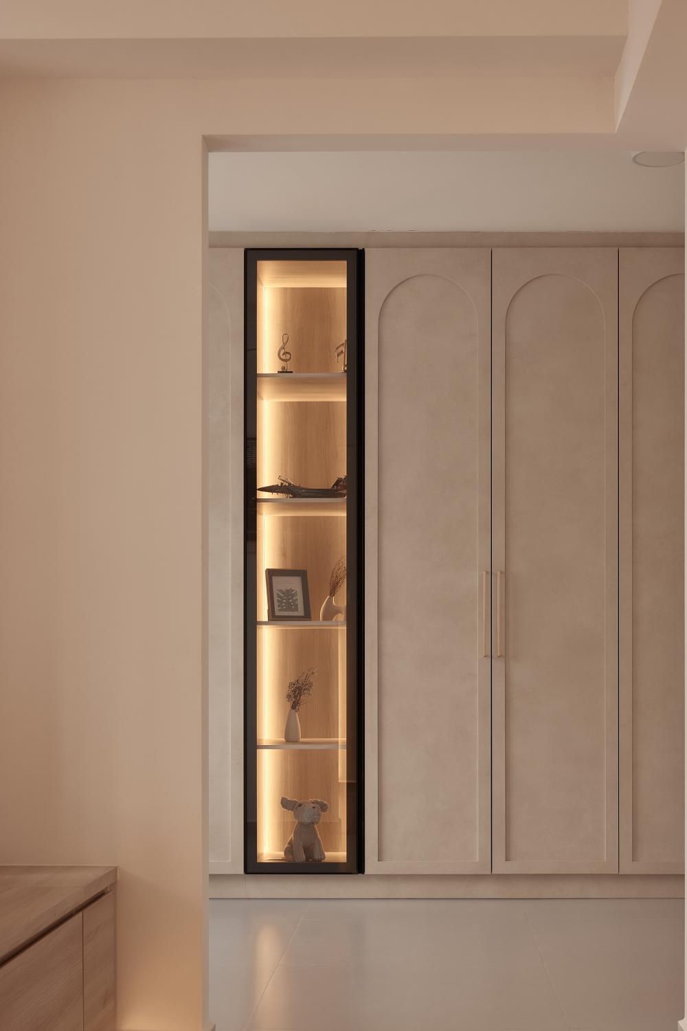 Asian Bedroom with Platform Bed and Wardrobe