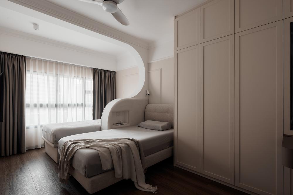 Modern Bedroom with Single Bed and Bed