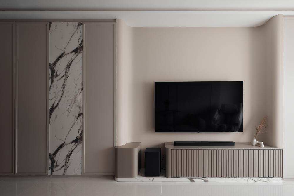 Modern Living Room with TV Console and Feature Wall