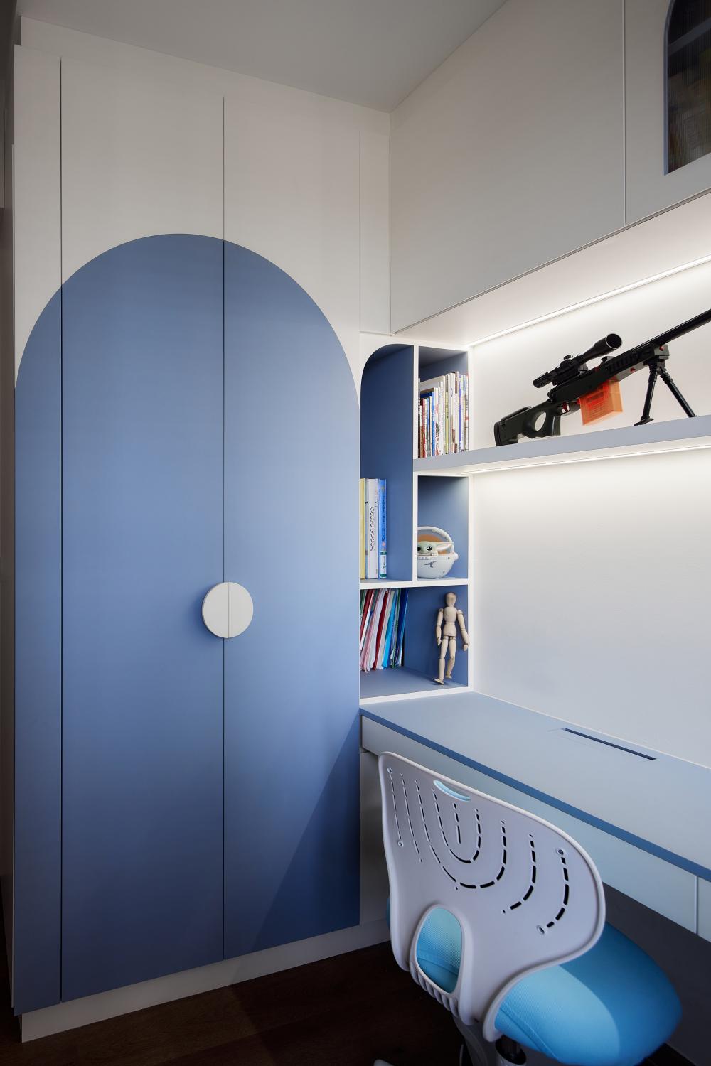 Modern Kids Room with Bookshelf and Toys