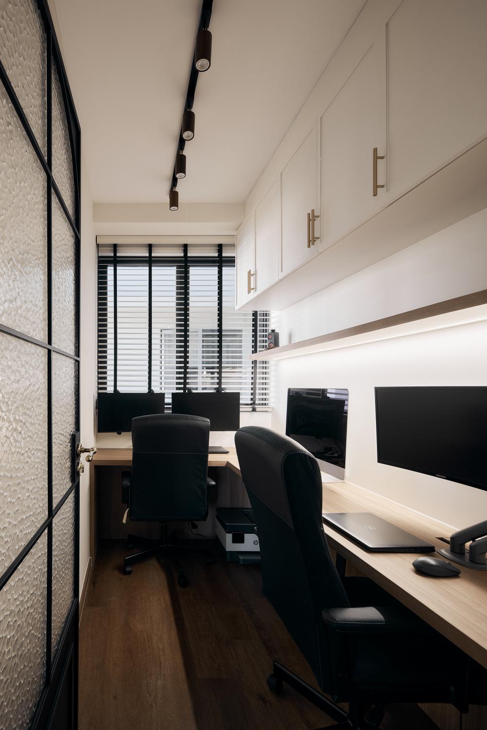Modern Study with Drop Light and Ceiling Light