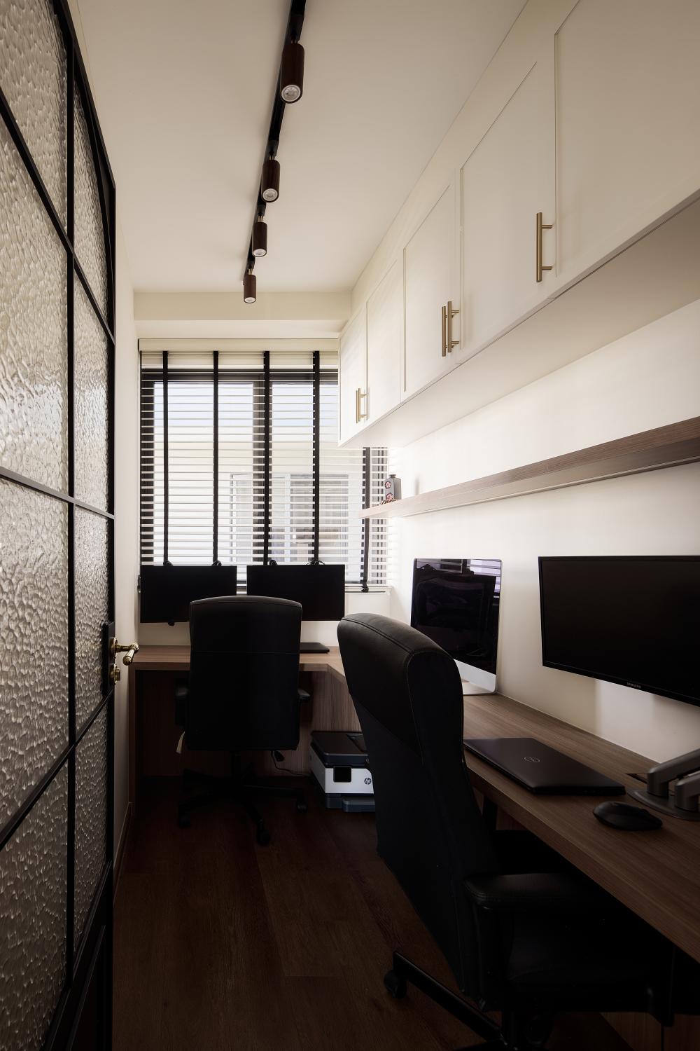Modern Study with Drop Light and Ceiling Light