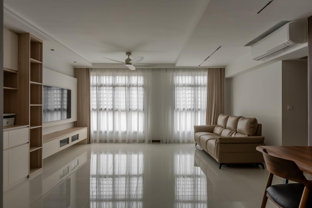Modern Living Room with Bookshelf and Settee