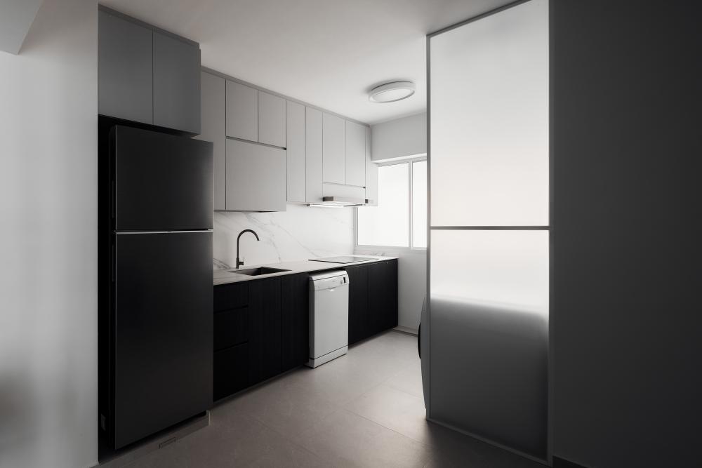 Modern Kitchen with Countertop and Kitchen Island