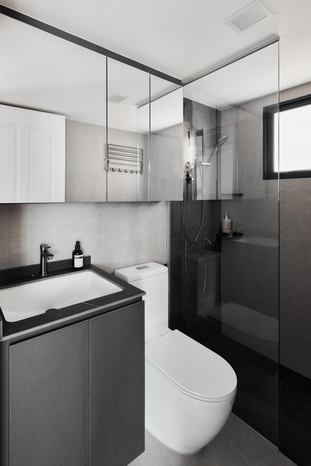 Modern Bathroom with Mirror and Shower Screen