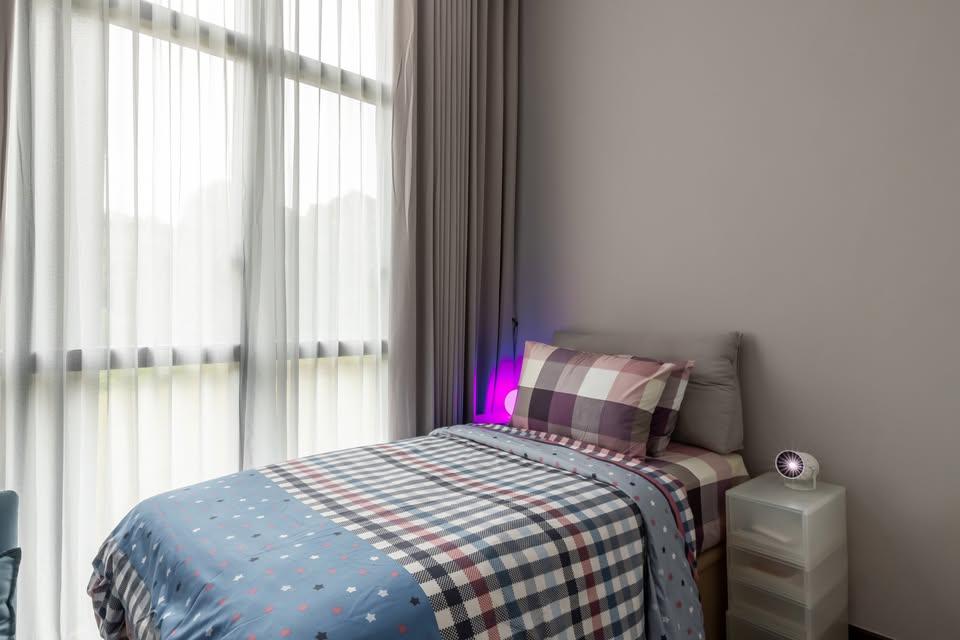 Modern Bedroom with Single Bed and Bed