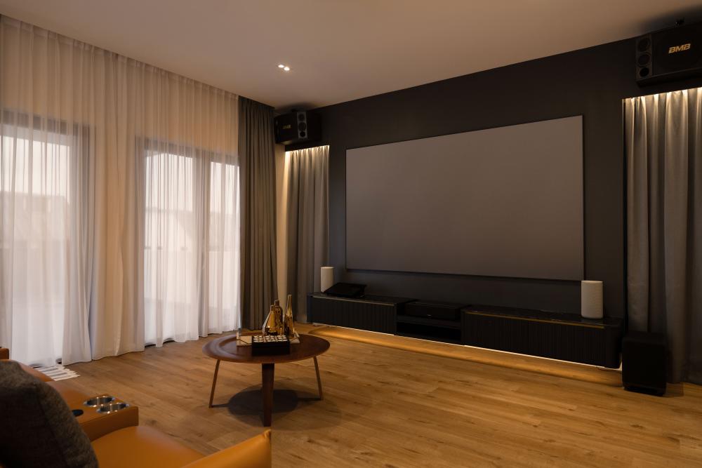 Modern Home Theatre with Sofa and Side Table
