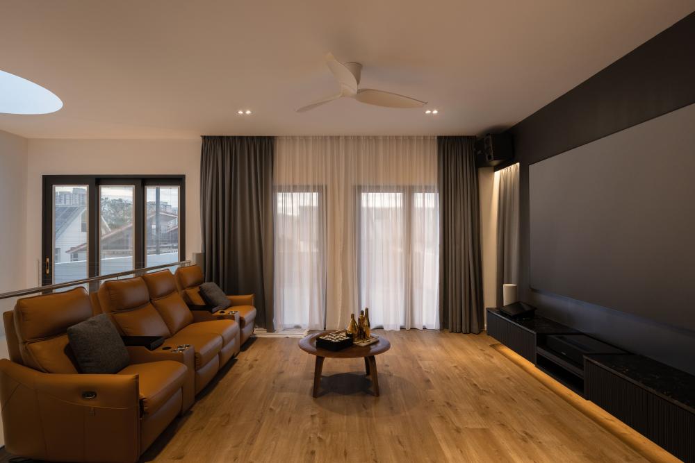 Modern Home Theatre with Sofa and Side Table