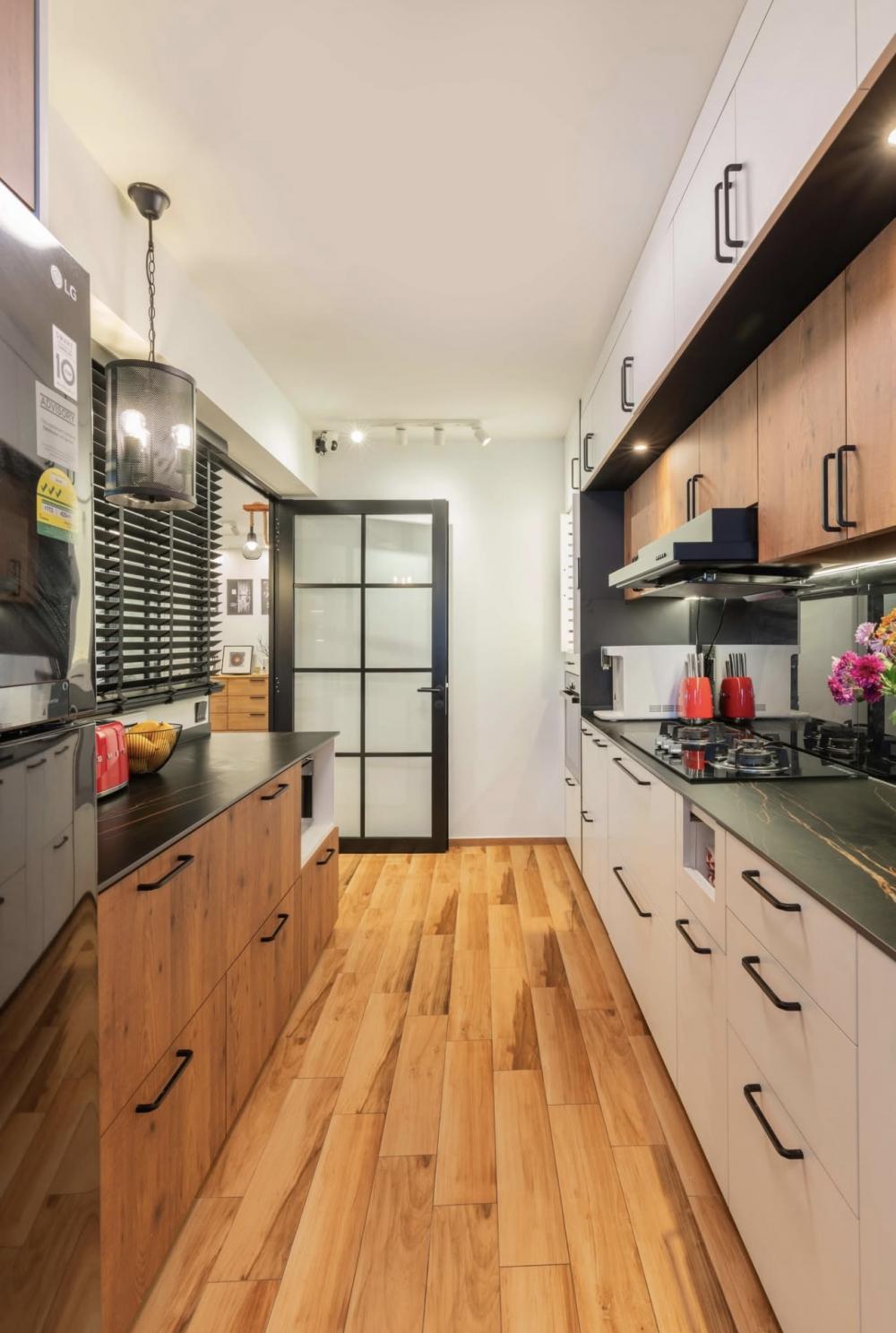 Vintage Kitchen with Countertop and Vinyl Flooring