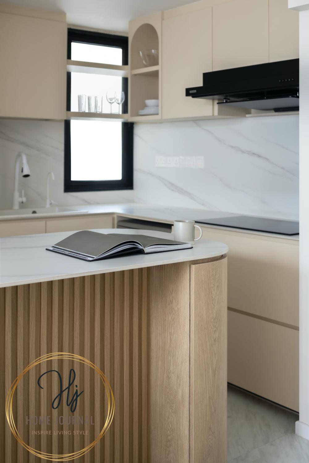 Scandinavian Kitchen with Countertop and Kitchen Island
