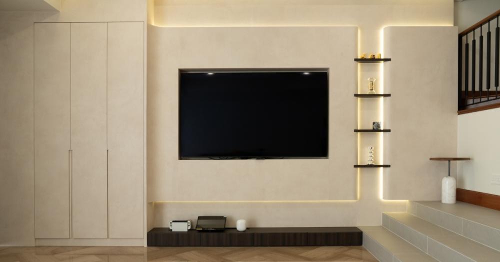 Modern Living Room with TV Console and Feature Wall