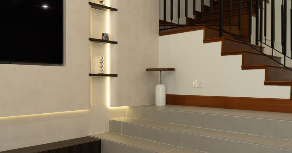 Modern Living Room with TV Console and Feature Wall