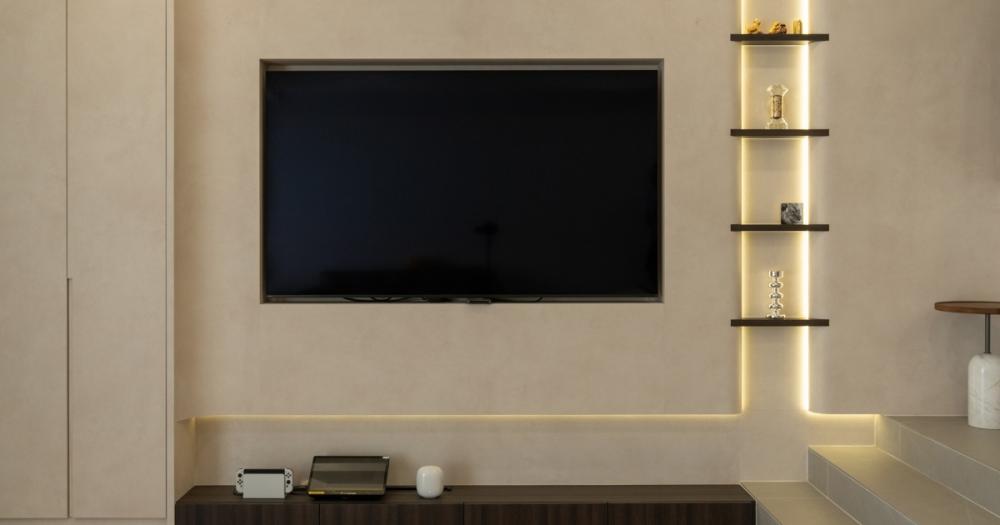Modern Living Room with TV Console and Feature Wall