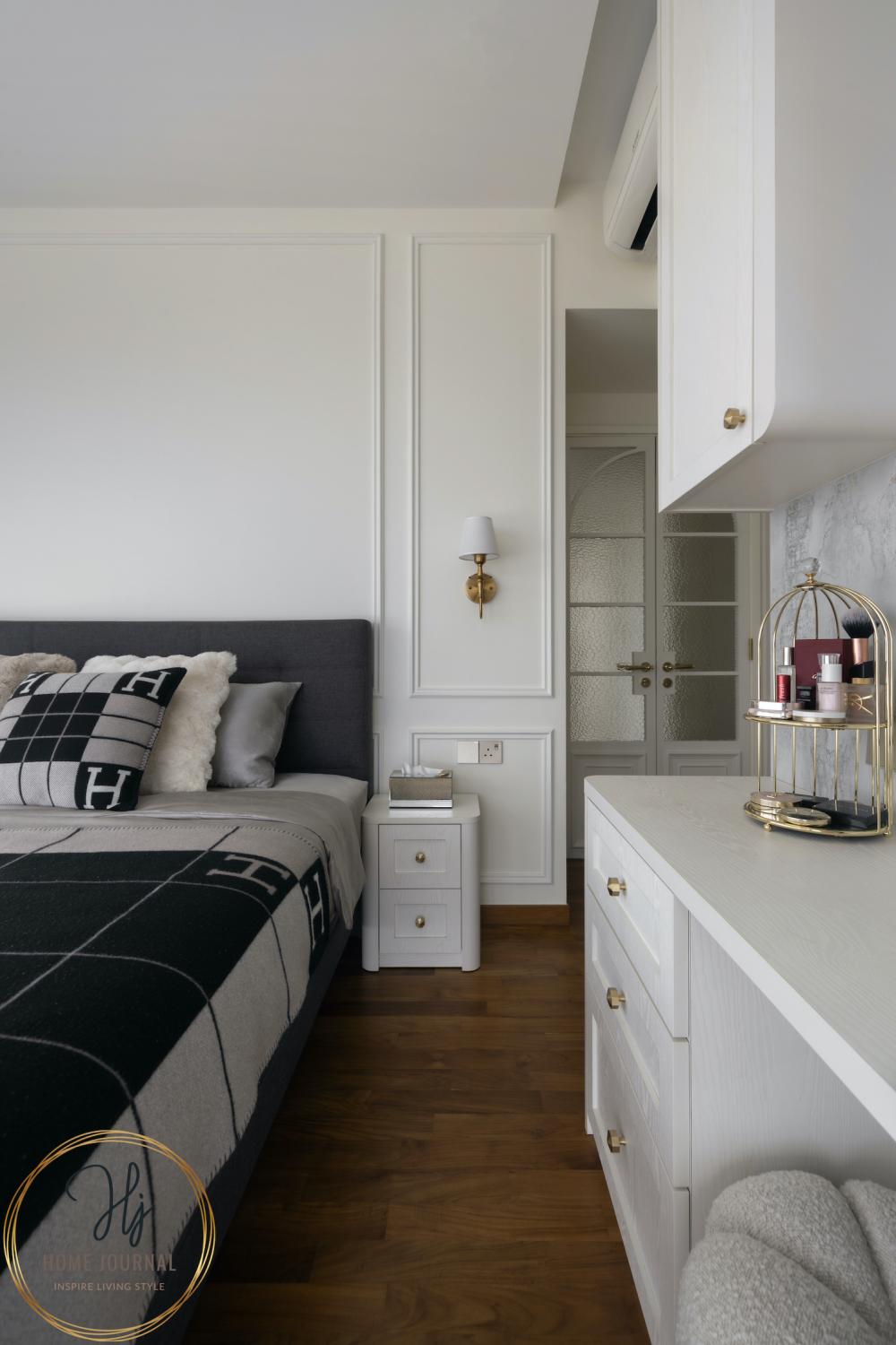 Modern Bedroom with Parquet Floor and Flooring