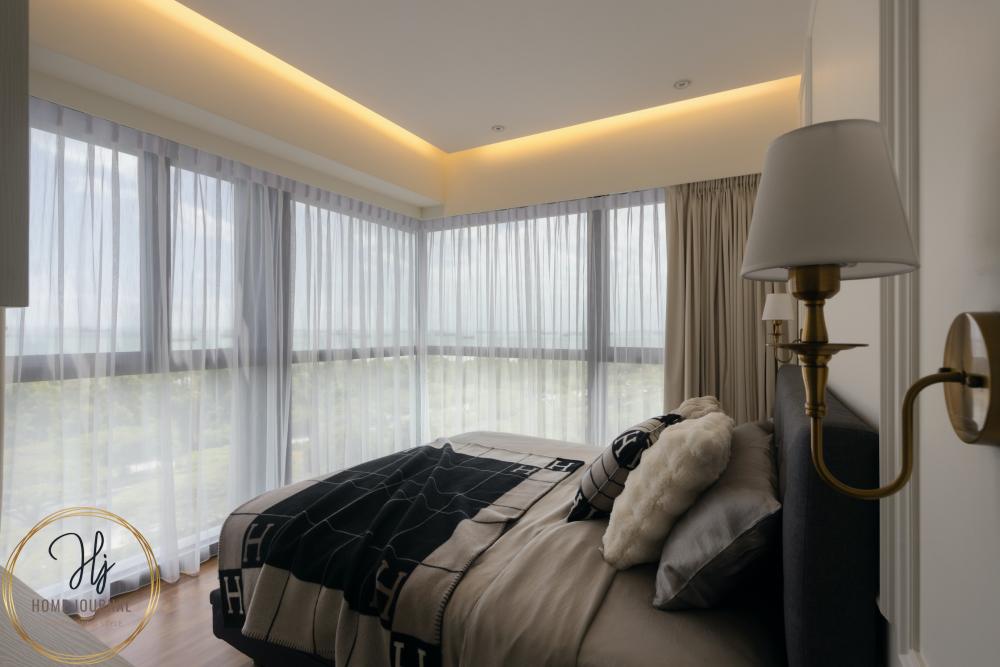 Modern Bedroom with Cove Lighting and Bedside Table