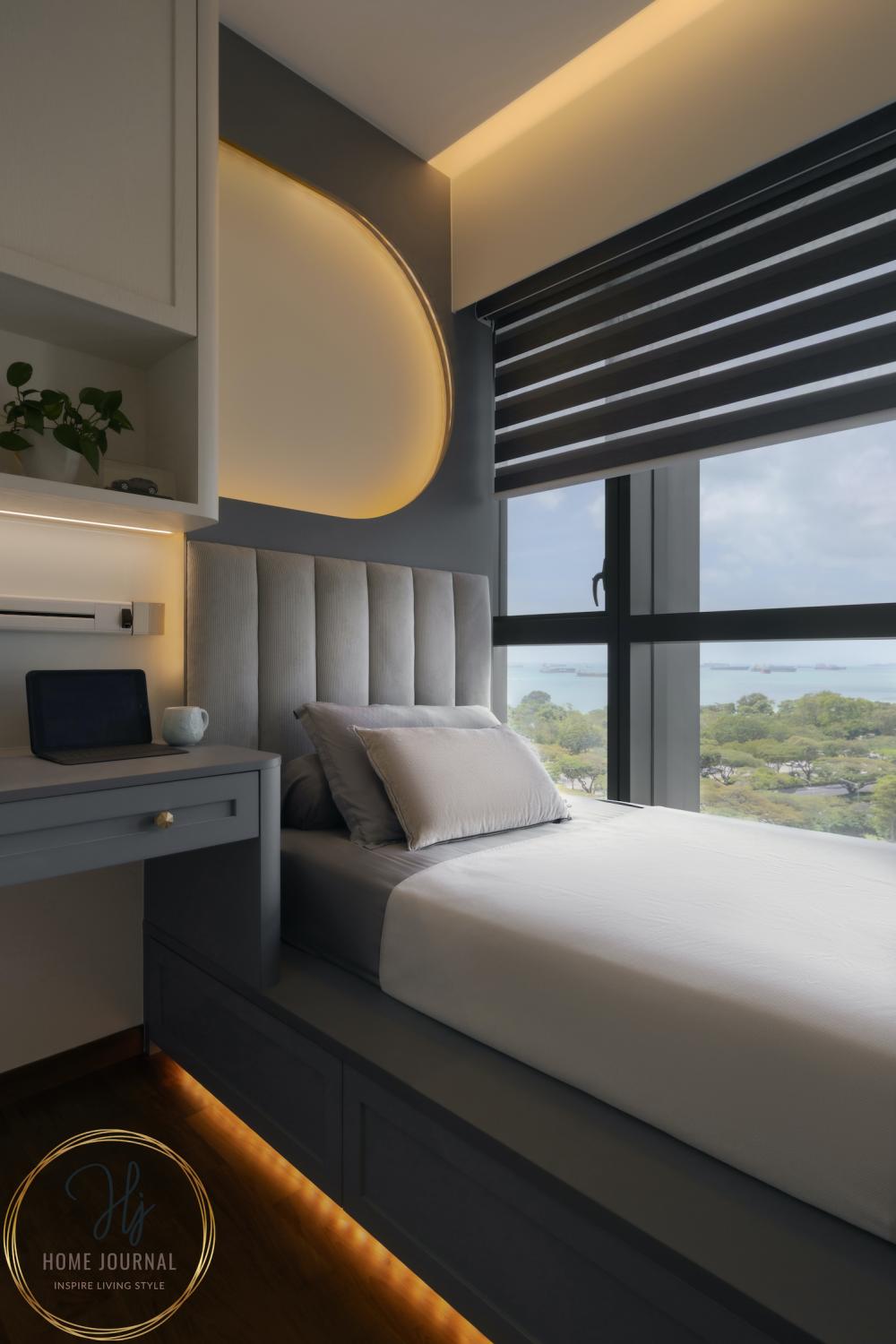 Modern Kids Room with Bookshelf and Platform Bed