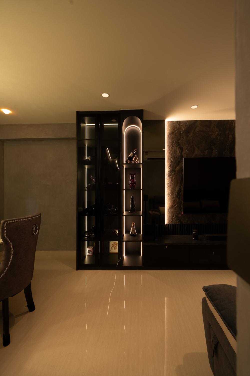 Modern Living Room with TV Console and Feature Wall